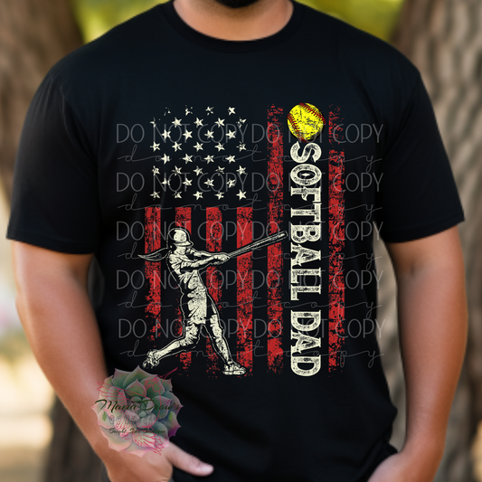 Softball Dad (Flag) Tee