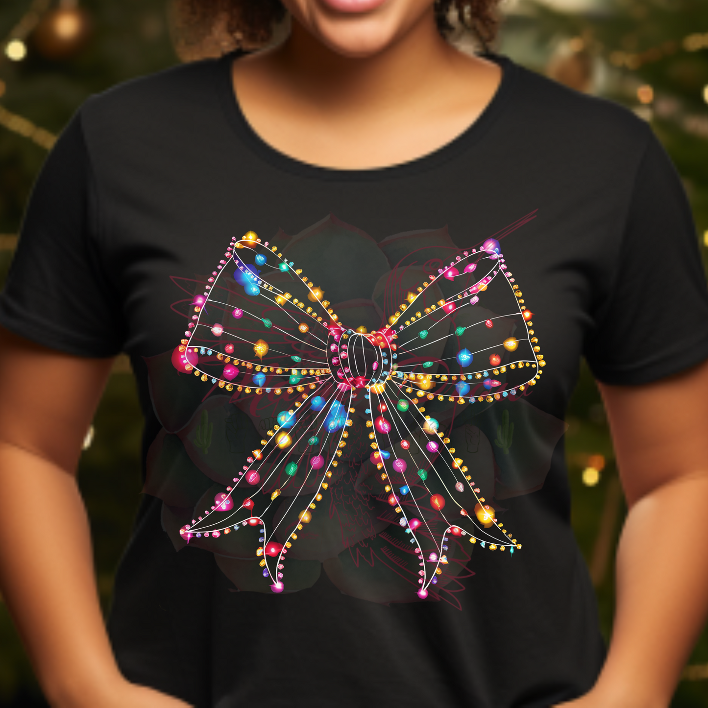 Christmas Light Bow Tee (multiple selections)